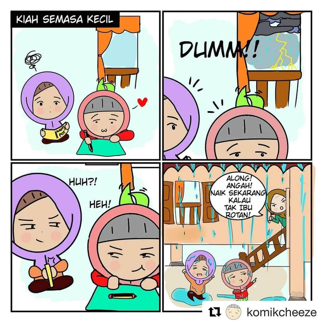 Koleksi Komik Malaysiaさんのインスタグラム写真 - (Koleksi Komik MalaysiaInstagram)「#Repost @komikcheeze with @get_repost ・・・ Mandi Air Atap . . Musim hujan ni Izz teringat waktu kecil-kecil dulu duduk kampung suka main hujan huhu. Siapa pernah macam ni?? . .  #komikkomedi #komiklawak #komikmalaysia #komikboi #tidur #sekolah #lawaksekolah #digitalart #komik #komikpetak #komikcute #komikmelayu #komikmuslimah #malaysianen en #comel #chibikartun」12月23日 19時33分 - tokkmungg_exclusive