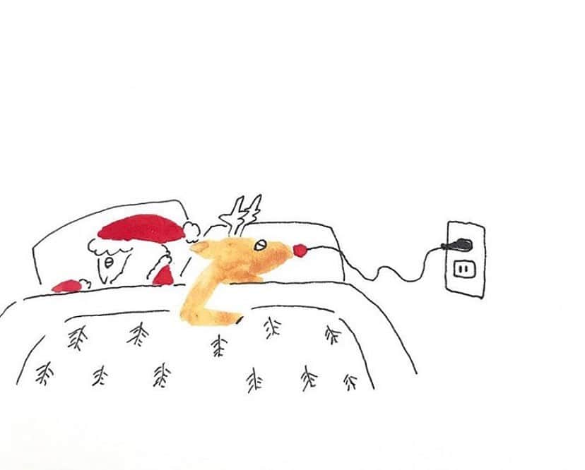 ハルペイさんのインスタグラム写真 - (ハルペイInstagram)「🎄 今日は早く寝るわ… #充電 #充電中 #クリスマスイブイブ . #サンタクロース#santaclaus  #raindeer #トナカイ　#クリスマス  #christmas .  #harupei#ハルペイ#doodle#draw#drawing#illustrator#illustration#japan#絵#雑貨#湘南#イラスト#イラストレーター#ゆるい#茅ヶ崎」12月23日 20時55分 - harupeipei