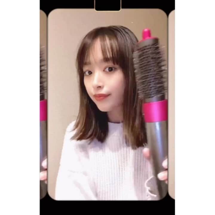 近藤千尋のインスタグラム：「髪の毛を切ってからのスタイリングの質問を沢山頂いたので… 本当に適当ですが😱笑 Dysonのエアラップの付属のブラシで外ハネにしてます☺️❤️ そのあとはオイルを少しつけておわり💕 明日はクリスマスイヴ🎄🎅 このエアラップ🎁ギフトにもおすすめです🥰 #ヘアアレンジ　#dysonhair #エアラップ」