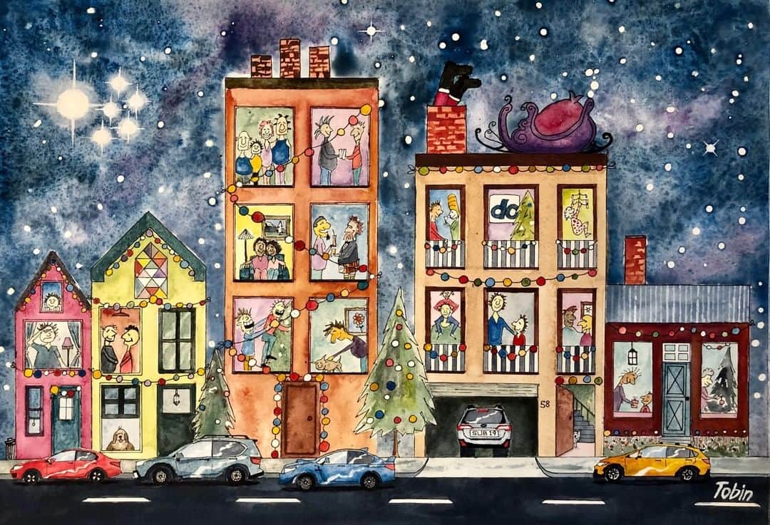 Subaru Australiaさんのインスタグラム写真 - (Subaru AustraliaInstagram)「From all of us at Subaru 💙 wishing you and yours a fantastic day of family, food and fun-filled celebration🎄. One more sleep! 🎅 #OneLittleMoment  #Christmas2019  Special thanks to Art by Tobin O'Bree and his amazing painting🖌️🎨 Take a closer look  https://bit.ly/2MoJlFz」12月24日 9時34分 - subaruaustralia
