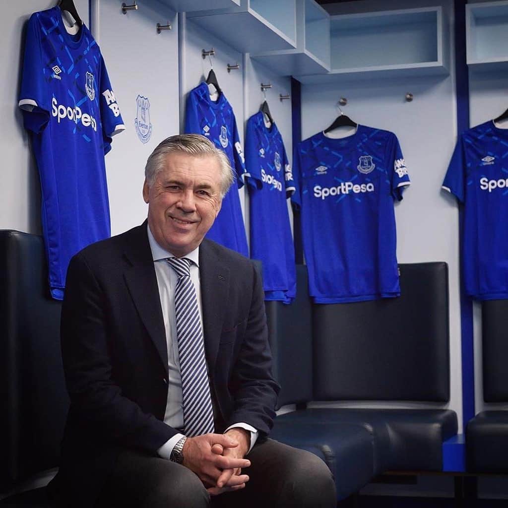 カルロ・アンチェロッティのインスタグラム：「Looking forward to getting started and working on our objectives. Let’s go Everton.」