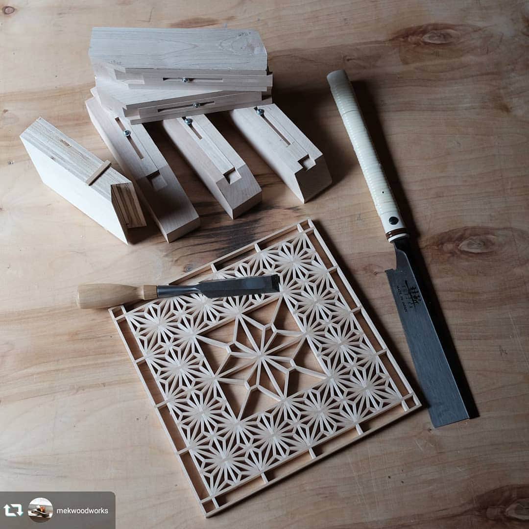 SUIZAN JAPANさんのインスタグラム写真 - (SUIZAN JAPANInstagram)「What a beautiful work!Thank you for using SUIZAN.﻿ ﻿ #repost @mekwoodworks﻿ Here’s the panel we’ll be making this weekend in my kumiko class. You need a lot of jigs! This should be a really fun class. We’re going to hammer through the panel and make a frame for it, too.﻿ ﻿ #suizan #suizanjapan #japanesesaw #japanesesaws #japanesetool #japanesetools #japaneseplane #craftsman #craftsmanship #handsaw #handplane #pullsaw #flushcut #dovetail #dozuki #ryoba #woodwork #woodworker #woodworkers #woodworking #woodworkingtools #diy #diyideas #furnturedesign #furnituremakeover #furnituremaker #japanesestyle #japanlife」12月24日 10時57分 - suizan_japan