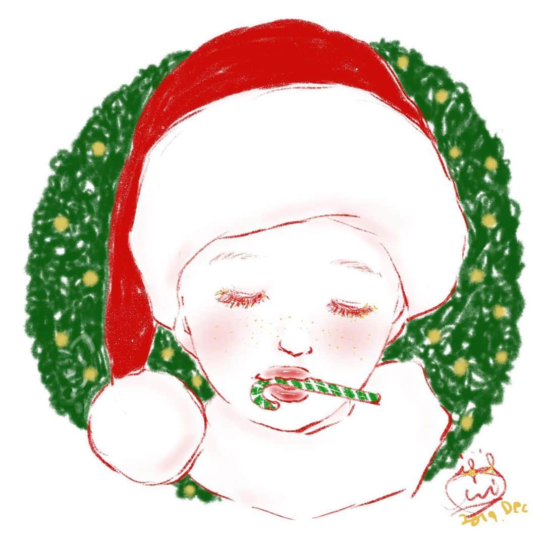 おおたうにさんのインスタグラム写真 - (おおたうにInstagram)「🎅Santa Baby🎄 Very Merry Christmas Eve❣️ #今日のおえかき #illustration #drawingeveryday #santababy #outaunismygirl #おおたうに」12月24日 12時12分 - outa_uni