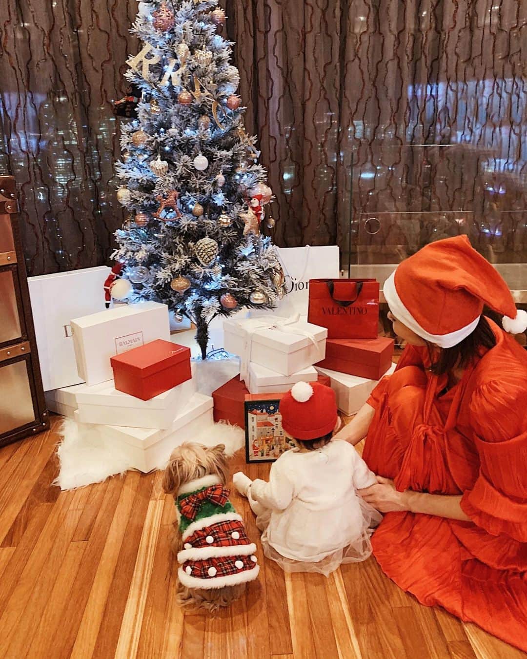 asami0510のインスタグラム：「Merry christmas🎄 今年はお家でクリスマスパーティー沢山出来た🥂 今までとは全然違うXmasの過ごし方✨こんなXmasもとっても幸せだな❣️ 皆様も素敵なクリスマスを💫 #xmaseve #merrychristmas #2019 #baby #5month #クリスマス　#生後5ヶ月 #ヨーキー　#こむたん」