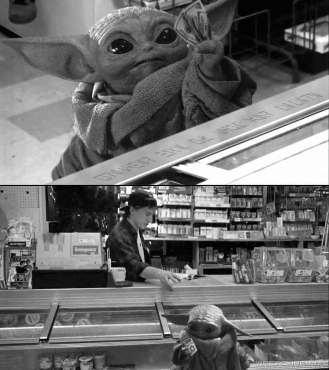 ケヴィン・スミスのインスタグラム：「MERRY CHRISTMAS EVE! First off, whoever made this meme, thank you! Second, I’m using this adorable Clerks/Baby Yoda mashup to let you know I’ll be taking over the @hottopic @instagram Story and going LIVE this morning as I enjoy a shopping spree for charity with @jaymewes! Watch @jayandsilentbob shop #hottopic at 9amPST TODAY! #KevinSmith #jasonmewes #hottopictakeover #jayandsilentbob #jayandsilentbobreboot #sponsoredbyht」