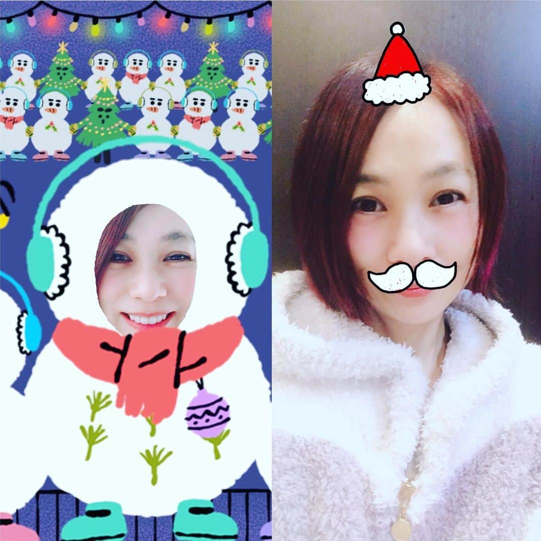 永井真理子のインスタグラム：「メリークリスマス🎄🎁 素敵な時をお過ごし下さい⭐️ JKっぽくスタンプ遊びしました！😂お許しを！」