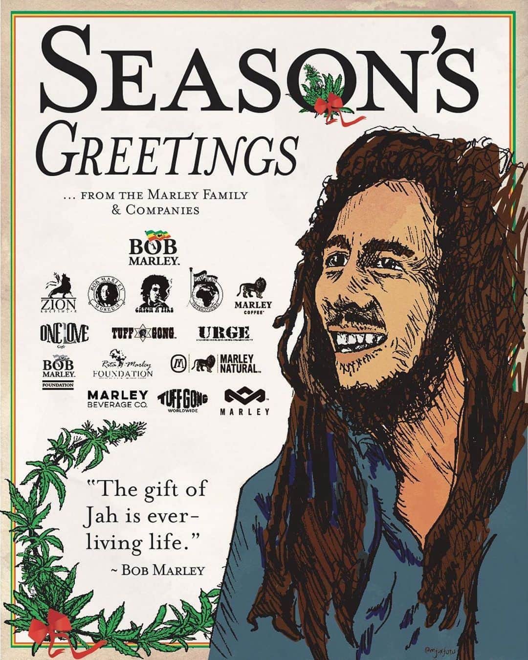 ボブ・マーリーさんのインスタグラム写真 - (ボブ・マーリーInstagram)「#SeasonsGreetings, from our family to yours ☃️❤️✨ #bobmarley #marleyfamily」12月25日 3時45分 - bobmarley