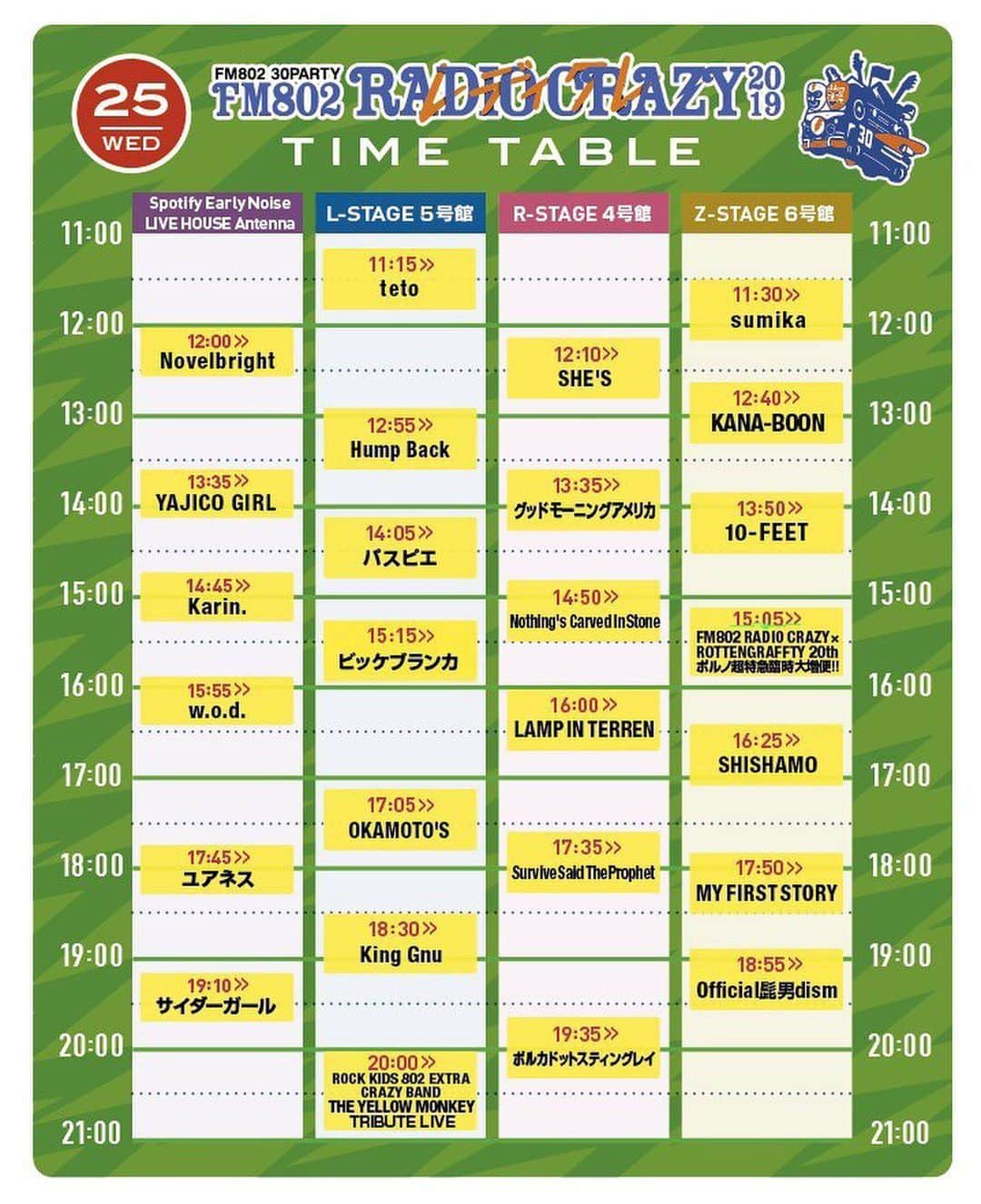 のインスタグラム：「本日はこちら(￣^￣)ゞ RADIO CRAZY2019‼️ポルノ超特急臨時大増便です。今日しかない日になるのは確定してるんで、後は存分に楽しんでブチかますだけ‼️ よろしくお願いします!!!!!!!!!! #ロットン20th #ポルノ超特急2019 #レディクレ2019」