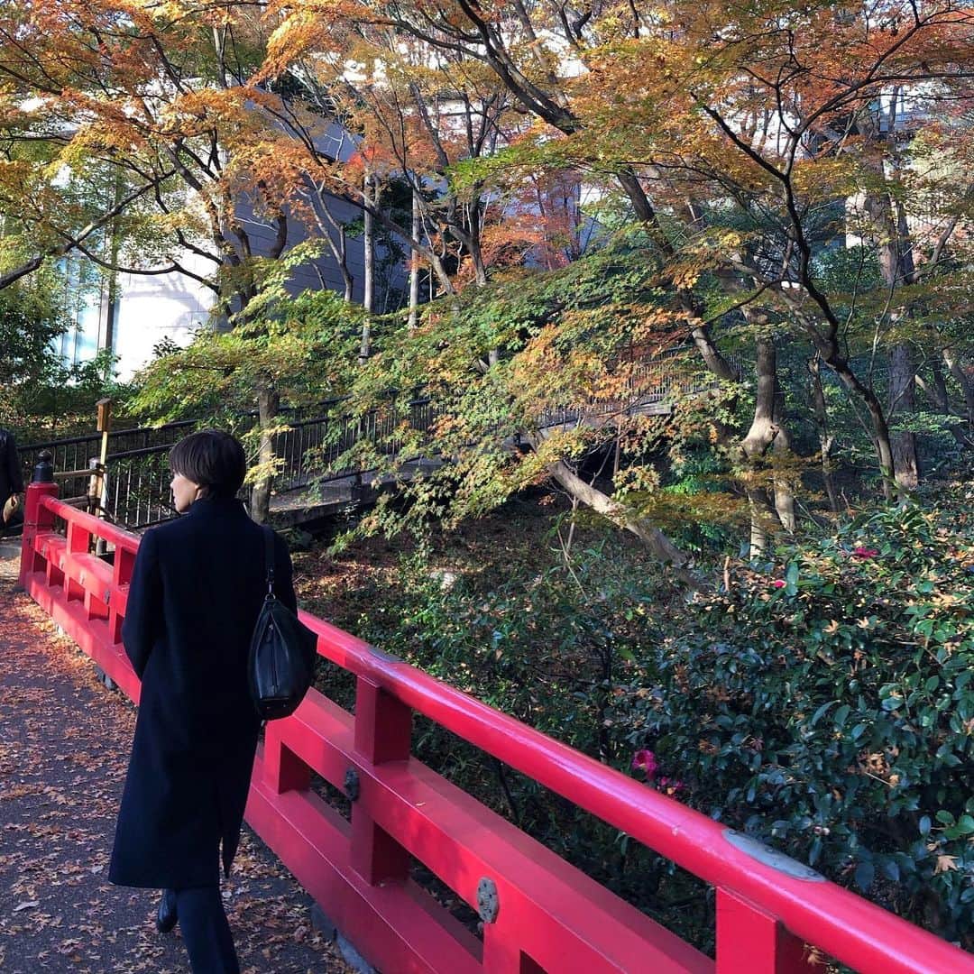 ケアエスコートのインスタグラム：「ホテル椿山荘東京　お庭　赤い橋  #ホテル椿山荘東京  #庭園  #散策  #橋  #bridge」