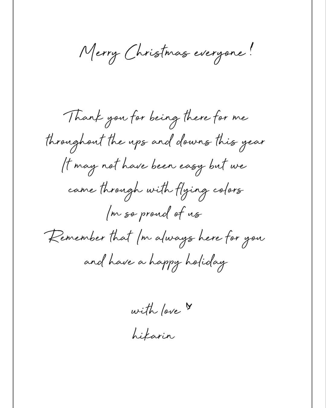 ひかりんさんのインスタグラム写真 - (ひかりんInstagram)「Merry Christmas everyone !😊 I made a Christmas card for you ~ swipe to open ! 🎁🎄 I look forward to another year with you ! Akai art | @crowiaa Photo | @yumecos #christmas #merrychristmas」12月25日 12時50分 - __hikarin