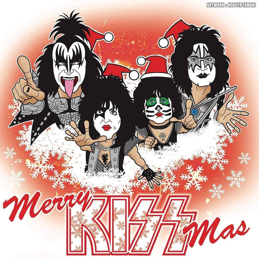 KISSさんのインスタグラム写真 - (KISSInstagram)「Wishing all in the #KISS family a very Merry Christmas. You’re all so important to us. Please stay safe and enjoy a wonderful day!  Paul, Eric, Tommy & Gene  Thanks to Nobuya Tamaki for this amazing #KISSmas artwork.」12月25日 22時28分 - kissonline