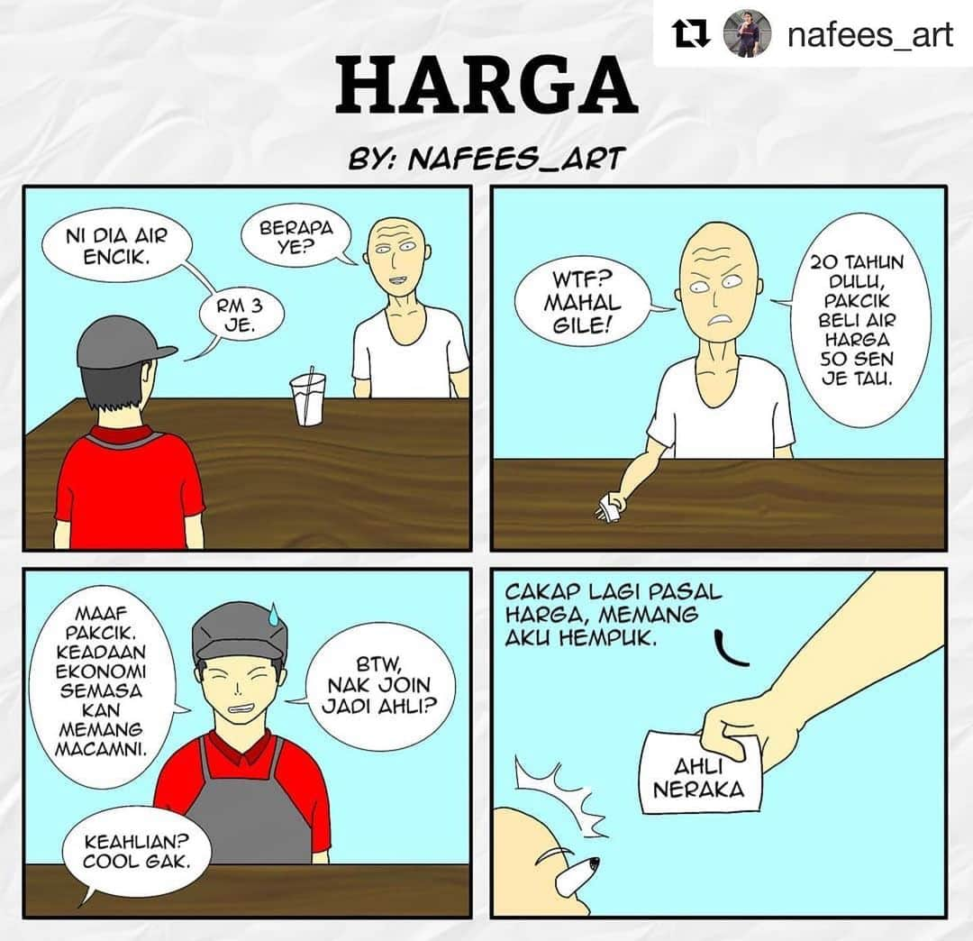 Koleksi Komik Malaysiaさんのインスタグラム写真 - (Koleksi Komik MalaysiaInstagram)「#Repost @nafees_art with @get_repost ・・・ Dah penat dengar customer complaint pasal harga. . Shout Out to my top Fan: @putrizira_ . #komik #komikmalaysia #art #comic #digitalart #ibispaintx #phonto #mudahterhibur #lawak」12月25日 19時30分 - tokkmungg_exclusive