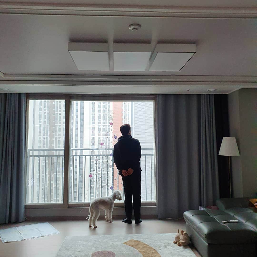 パク・ジュヒョンのインスタグラム：「땅이 말랐나...나가볼까?🐶」