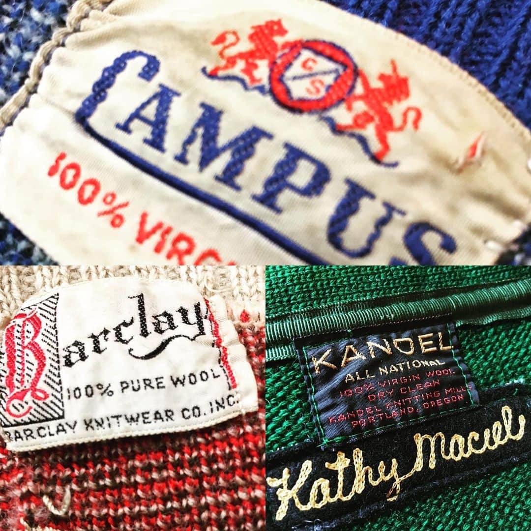 湯江タケユキのインスタグラム：「この季節、、 ニットの タグ も かわいい！ #1050s#1960s#1970s #knit#タグ#vintage#湯江タケユキ  ニットについてる タグの雰囲気が 好きかも。」
