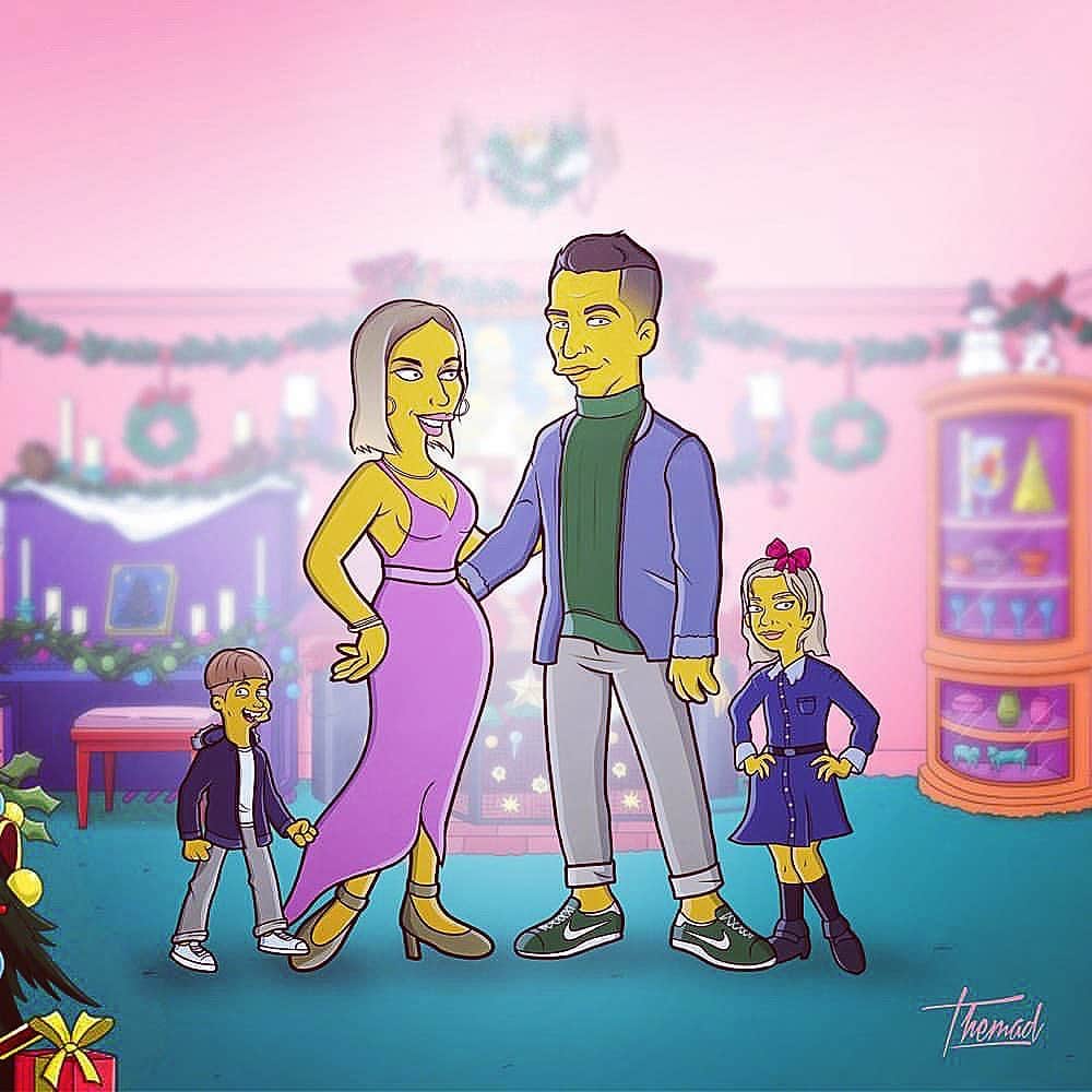 ミケーレ・カンポレーゼのインスタグラム：「🎄Grazie infinite per questa simpaticissima illustrazione 😂❤️@themad3 complimenti 👏 @racheletiberti #Family#simpsons#love#merrychristmas#lovefamily#buonnatale#natale」