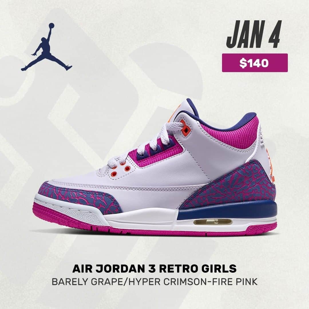Sneaker Newsさんのインスタグラム写真 - (Sneaker NewsInstagram)「#SNReleaseAlert : This girls-exclusive Air Jordan 3 kicks off Jordan Brand's release line-up for the new year. Expect these in full youth sizes on January 4th; tap the link in our bio for a detailed look.」12月28日 4時51分 - sneakernews