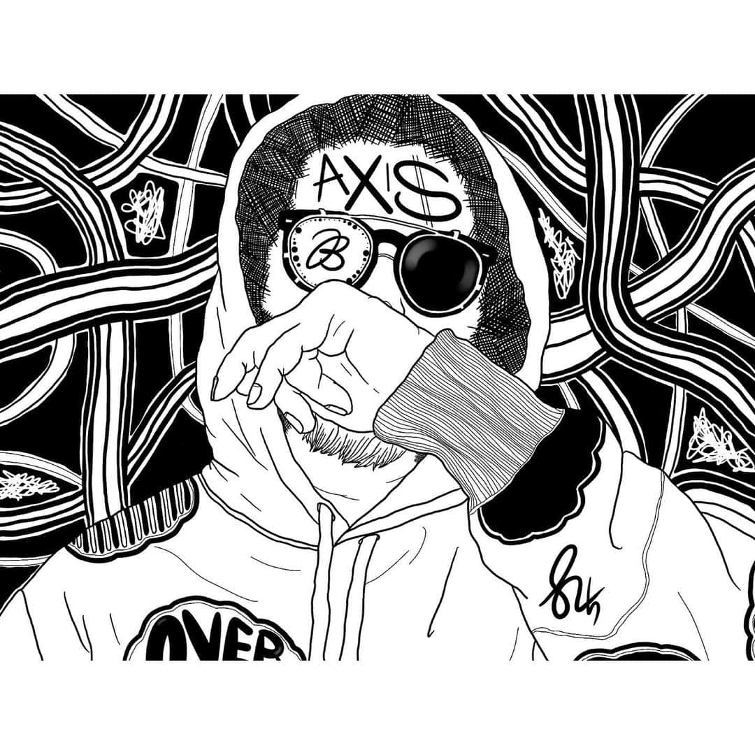 etsucoのインスタグラム：「✱ ✱ ✱ 大好きな人を勝手に描くシリーズ② ✱ @bupponaxis ✱ ✱ #buppon #yamaguchi #rapper #axisrecords #love #art #825」