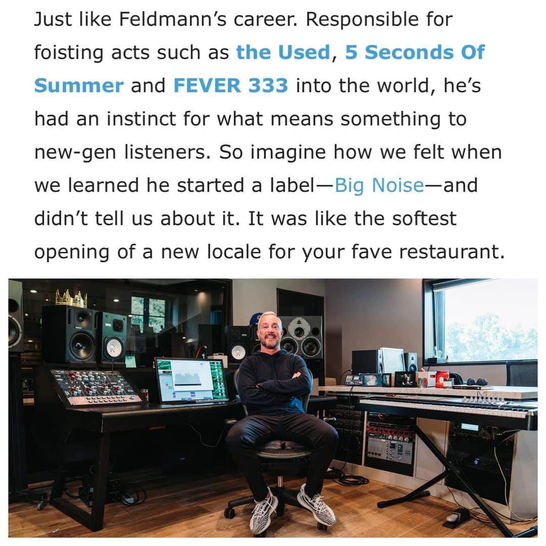 ジョン・フェルドマンのインスタグラム：「Thank you @altpress for such a rad @bignoise article! @theused @arrestedyouth @wearethewrecks @newpoliticsmusic @roylsmusic @fivenorthofficial @powerspleasant @madeintyo @lildickygram @goldfingermusic link in bio! @nickgross bignoise.com 2b streams+ let’s GO!」