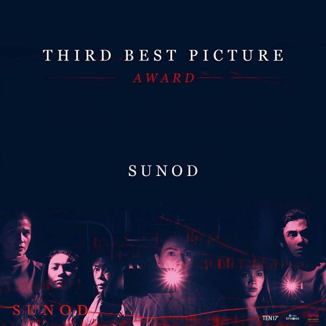 ポール・ソリアーノのインスタグラム：「Congrats to SUNOD for getting 3 awards and 15 nominations at the #MMFFAwardsNight2019 @allorange @mina_villarroel @mycko.david @ericsonnavarro1975 @biancort05 and Team SUNOD!! @ten17p @globestudios  Please catch the film, now showing!! In case you missed it: Sunod was nominated for 15 categories at the #MMFFAwardsNight2019, and bagged the wins for the 3rd Best Picture, Best Cinematography and Best Production Design!」