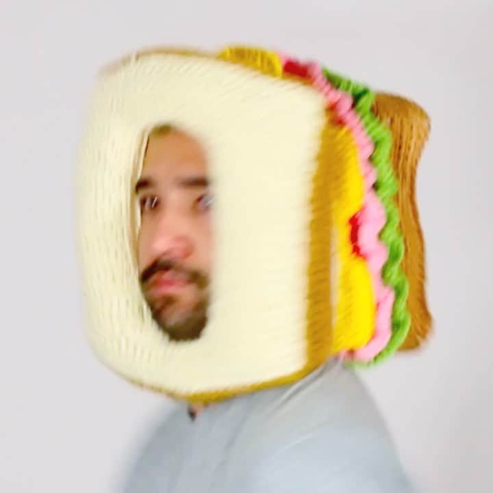Phil Fergusonのインスタグラム：「WHO AM I?: Idiot Sandwich ❤️🥪❤️ I always wanted to do a sandwich hat and alas, here it is!  I feel it needs a sandwich outfit too, maybe that’s next?  Either way, hope you like it!  Have a nice weekend ❤️」