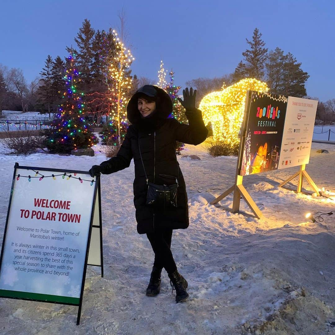 ニア・ヴァルダロスさんのインスタグラム写真 - (ニア・ヴァルダロスInstagram)「Stunning light show at @assiniboineparkzoo !! Bring a scarf, no whiners in Winnipeg!! 🥶🇨🇦🎄 Swipe through pics!!! #zoolightsfest」12月28日 12時26分 - niavardalos