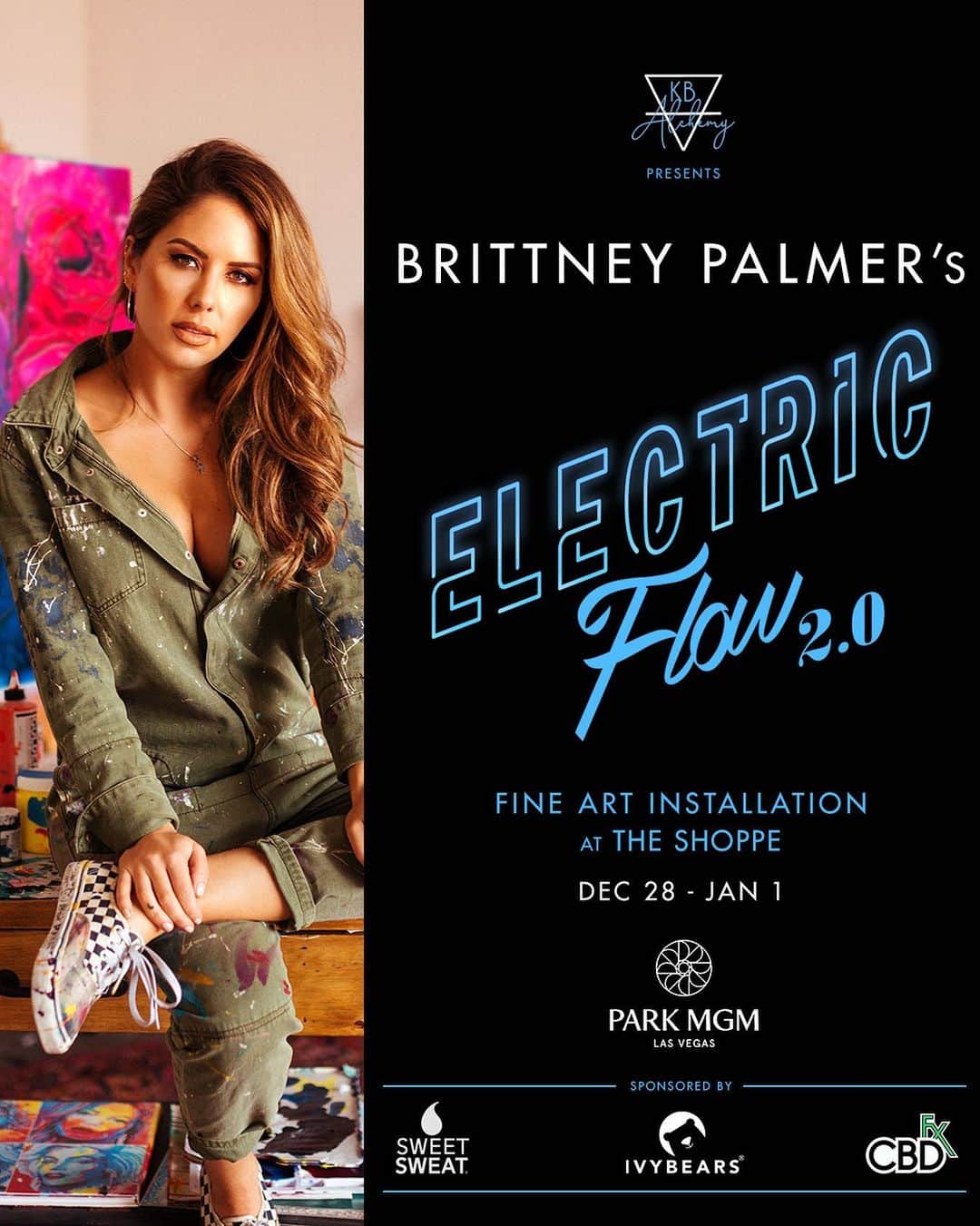 ブリトニー・パーマーさんのインスタグラム写真 - (ブリトニー・パーマーInstagram)「So excited for this. 😝 Electric Flow 2.0 opens today @parkmgm in Las Vegas.  Please come by and check it out December 28 - January 1 #brittneypalmerart  Art by @brittneypalmerart  Produced by @kamela  Sponsored by @cbdfx_ @ivybearsofficial @sweetsweat」12月29日 1時39分 - brittneypalmer