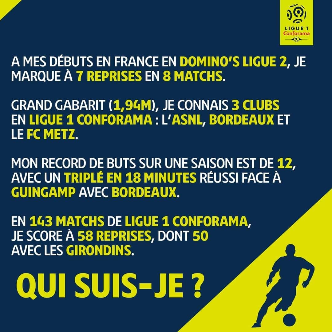 リーグ・アンさんのインスタグラム写真 - (リーグ・アンInstagram)「Il nous manque en @ligue1conforama ❗  Il est l'un des chouchous des fans du championnat, qu'il a marqué grâce à son profil atypique et son sourire communicatif 😃 🤓 De qui parle-t-on ? ▫ ▫ #ligue1conforama #QuiSuisJe #devinette #jeu #quiz #girondins」12月28日 22時30分 - ligue1ubereats