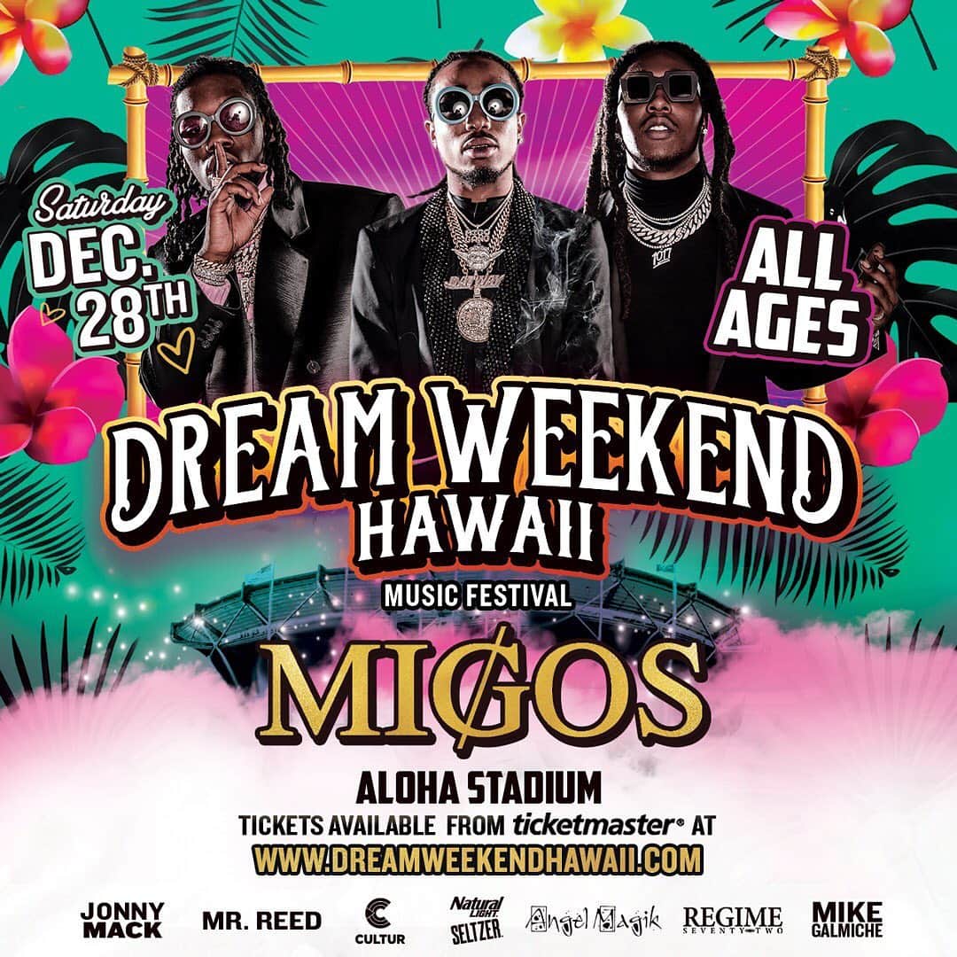 Migosさんのインスタグラム写真 - (MigosInstagram)「Hawaii We Have Landed & Can’t Wait To Have The Entire Aloha Stadium Filled With Culture @dreamweekend @dreamweekendhawaii We Will Be Along Side @usher @icecube @marshmellomusic @saweetie Get Your Tickets Now At www.dreamweekendhawaii.com」12月29日 4時40分 - migos