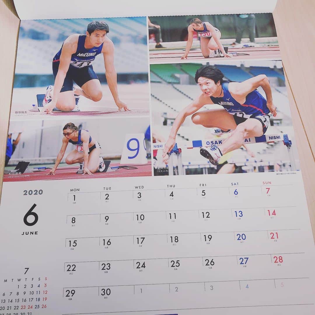 金井大旺のインスタグラム：「#ミズノ @mizunojp  2020年カレンダー6月に載せていただきました😀 6月といえば…フライングを思い出しちゃうけど2020もstartから勢いよく走ります🔥 #mizuno #reachbeyond #2020年 #tokyo #calendar #hurdler」