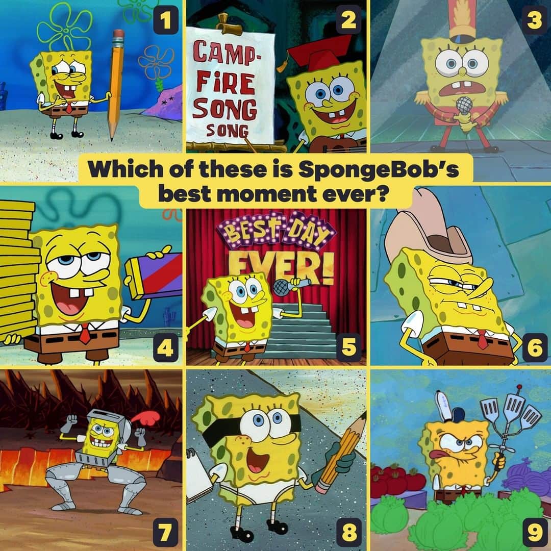 スポンジボブさんのインスタグラム写真 - (スポンジボブInstagram)「We're counting down your fave SpongeBob moments! Which will be crowned best?  Find out Saturday 1/4 on @nickelodeon」12月29日 23時07分 - spongebob
