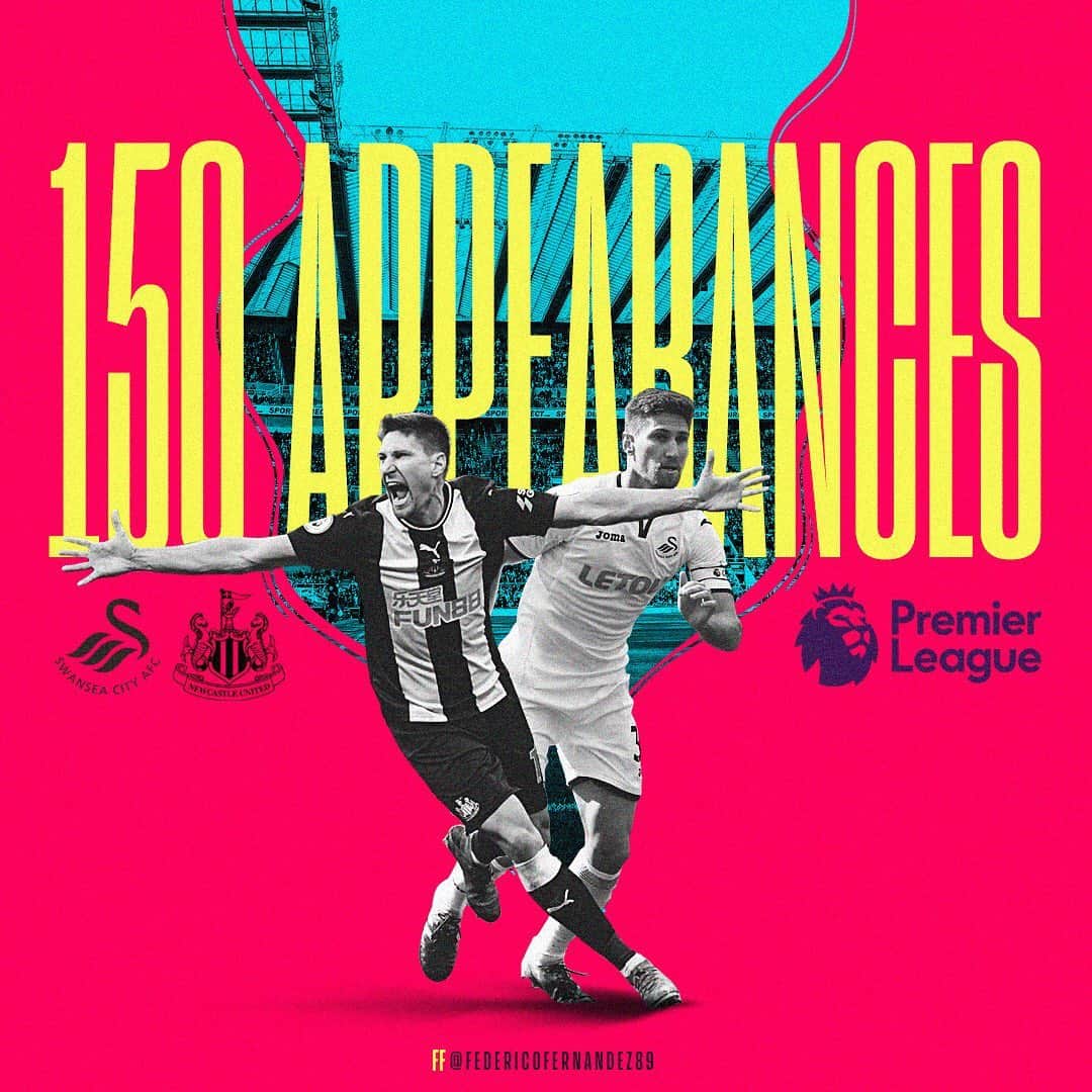 フェデリコ・フェルナンデスのインスタグラム：「Thanks @swansofficial and @nufc  150 partidos de @premierleague」