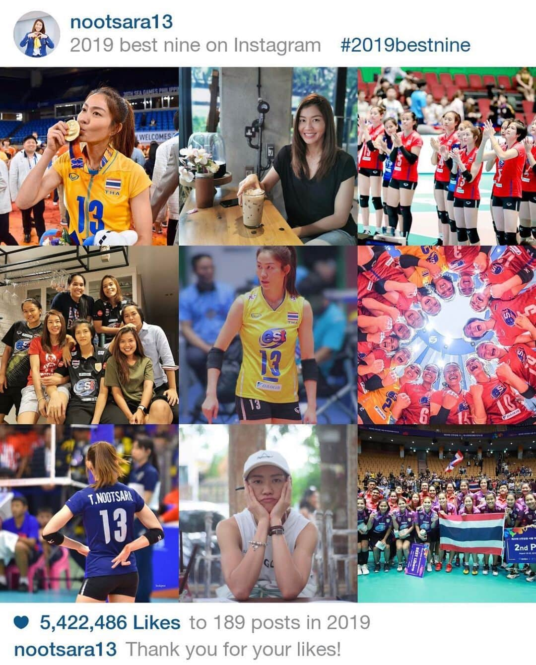 ヌットサラ・トムコムさんのインスタグラム写真 - (ヌットサラ・トムコムInstagram)「#2019bestnine #nootsara13 #love #memories #friendship #smile #volleyballthailand」12月30日 14時29分 - nootsara13