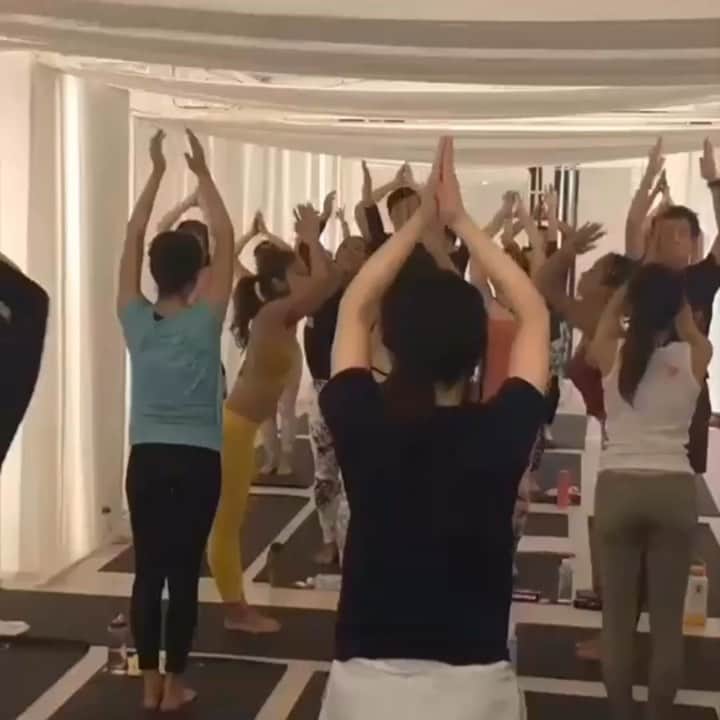 y1735kのインスタグラム：「太陽礼拝108回 レッスンに参加させて頂きました。  除夜の鐘の１０８回とは、仏教で教えられる『人間の煩悩の数』からきています。 ・ 色んな欲、怒り、嫉妬心などを108回の鐘の音と共に手放す。 ・ 太陽礼拝108回もそれにかけて、1回終えるごとに自分のなかにある１つの煩悩が抜けていく、、そんな気持ちで1年の締めくくり🌞 ・ 皆さま 良いお年をお迎えくださいね。 来年もまた色んな場所でステキな方々と出会えますように！ ・」