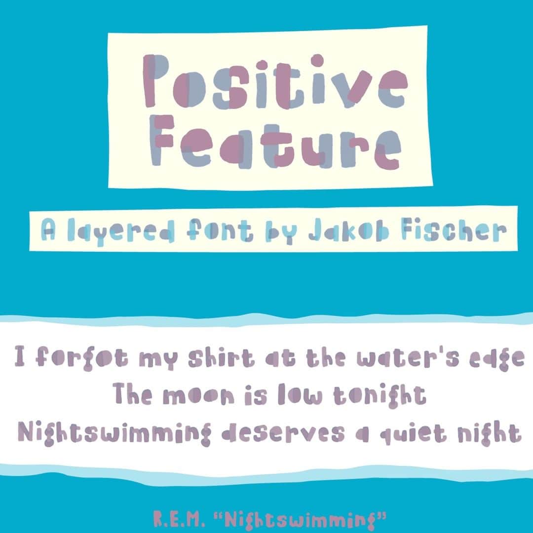 myfontsさんのインスタグラム写真 - (myfontsInstagram)「Jakob Fischer’s layerable Positive Feature family is playful & fun, and one of our favorite new releases this month: https://bit.ly/352hEbK」12月31日 2時21分 - myfonts