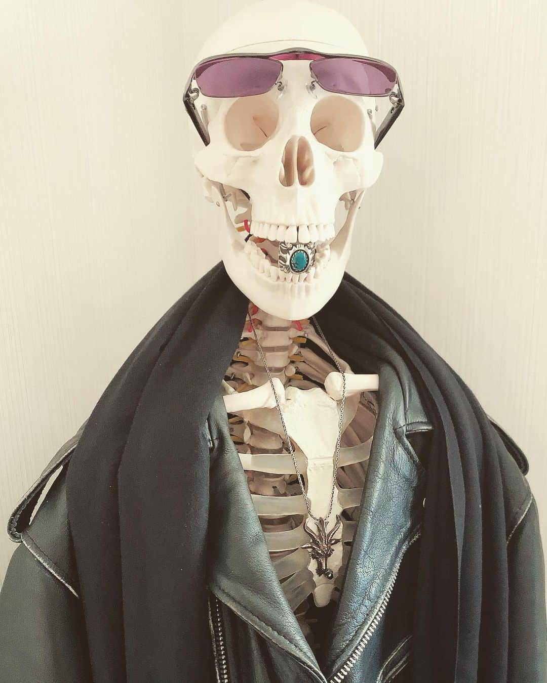 マフィア梶田さんのインスタグラム写真 - (マフィア梶田Instagram)「なぜか俺の寝泊まりする部屋に骨格模型があるんだが、衣装のハンガーにちょうどいいなコレ。買おうかな。」12月31日 16時18分 - mafia_kajita