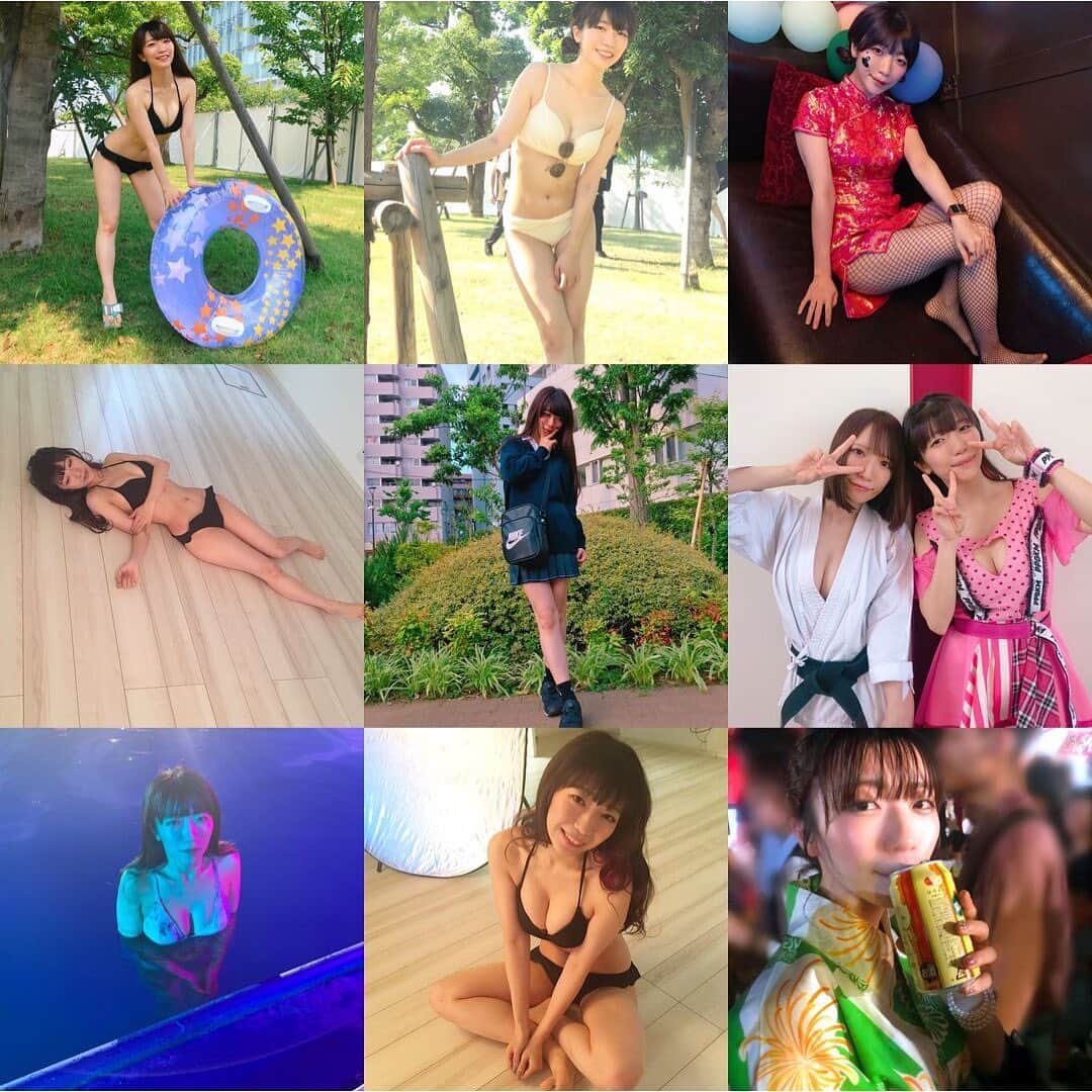 ぱいぱいでか美のインスタグラム：「2019年ありがとうございました！ bestnineやってみたよ❤︎ ꙳ #bestnine #bestnine2019 ꙳ みんな水着好きやな！笑 インスタグラムでもご挨拶を！ 今年もありがとうございました❤︎ 来年もいっぱいいいねとかストーリータグ付けとかしてね☻ 良いお年をー！」