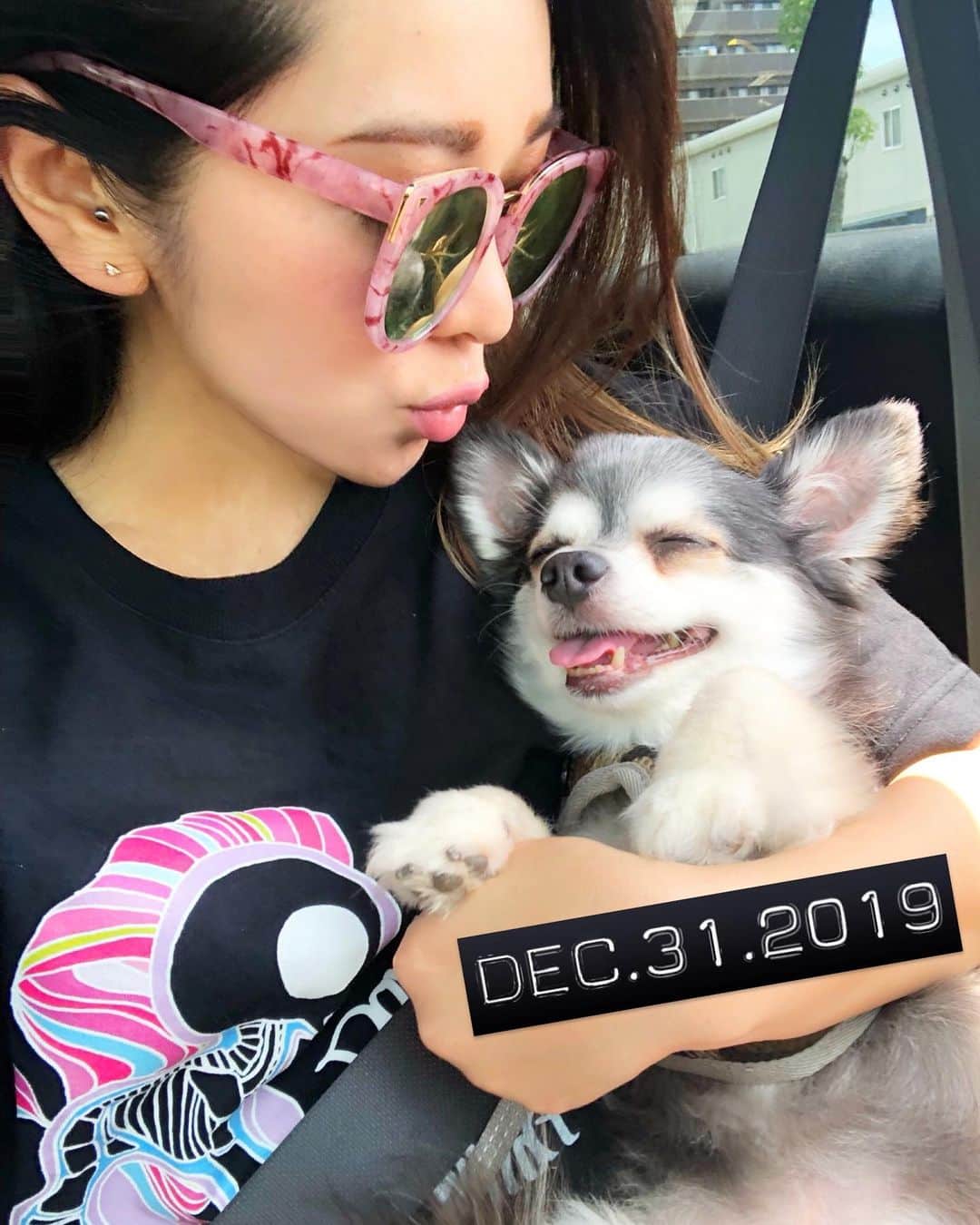 miniのインスタグラム：「世界でいちばん愛おしいギョウザ先生と過ごせる年越しもあと何回かな…🥟🐺🥺💭 そんな風に考えたら、腕の中でピトッとくっついて眠る姿をみて胸が締め付けられる🥺🌅 今年も一緒に年を越せる事に感謝しつつ、今年あったジェットコースターのような出来事に思いを馳せる。 人生が180°変わった年。 今までとは違う人生の岐路に立たされて、右も左も手にする事は出来なくて、今までにはない感情が生まれた年🧬 感情や想いを伝えるのがもともと苦手だったから歌う事を選んだ私が大人になって、、やっぱり言葉だけじゃ伝わらない事もたくさんあって、自分の想いってやっぱり中々人に伝わらなくて、、嫌になったりもして、また人との付き合い方がわからなくなったりして。 だけど、その裏では、何も言わなくてもわかってくれる人もいたりして、一言ぼそっと何気なく言った事だけで全部わかってくれたりもして、、 そんな友達たちにどうしようもなくなった時に本当に救ってもらったりもして、、。 とにかく新しい人生に向けて今までのようにはどうしたっていかない事があったりして、本当にジェットコースターのような2019年だった🎢 迷惑をかけたたくさんの人達もいて、 助けてくれたたくさんの人達もいて、 大丈夫って励ましてくれた人達もたくさんいて、、 誰かのために、皆のために生きたい‼︎と思って必死に思って頑張ってても伝わらない事もたくさんあって、だけど、絶対に自分にしか守れないものも出来たりして、 本当に大切なものを考えた年でした💭✨ 皆はどんな年だったかな？？ それぞれの大好きな人達と、素敵な年越しを…🦄🙌🏾💓💜💎✨✨ #2019」