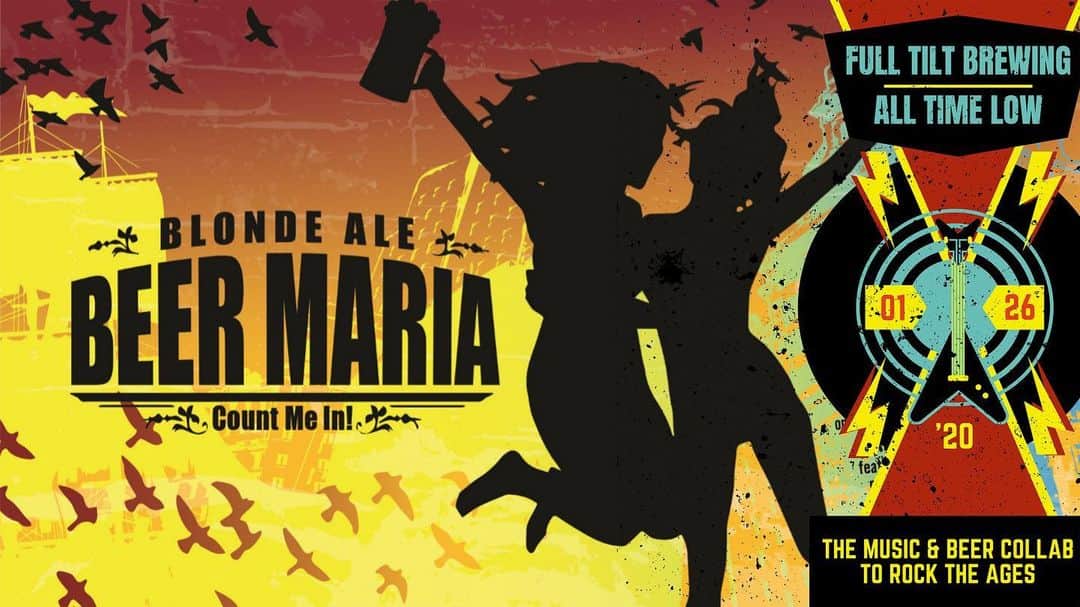 All Time Lowのインスタグラム：「Our friends at @fulltiltbrewing are doing a very special Beer Maria blonde ale. Join us in Baltimore to celebrate the launch! Link in profile.」