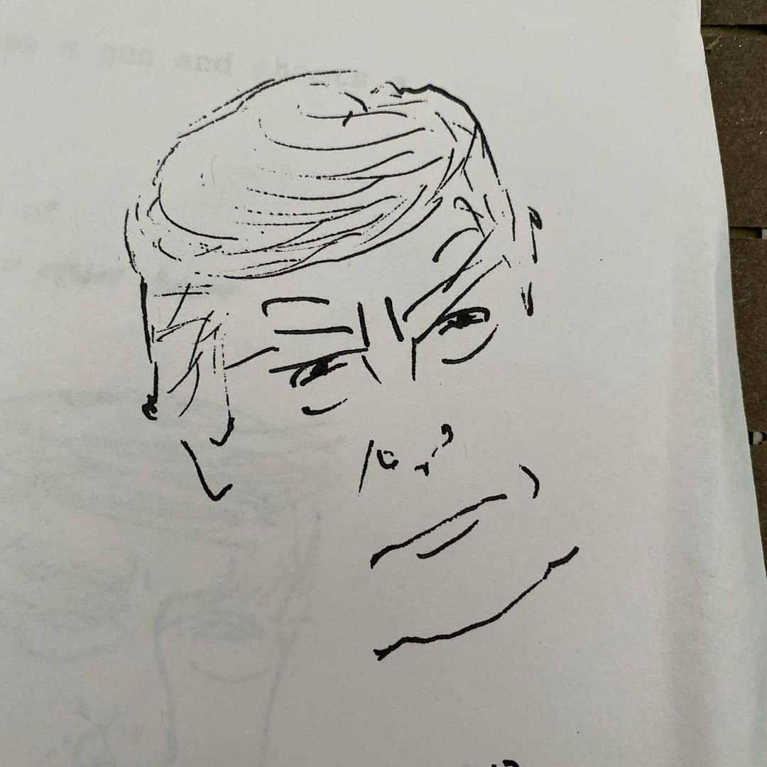 ジミー・キンメルさんのインスタグラム写真 - (ジミー・キンメルInstagram)「Every day at rehearsal, I do quick drawings of whatever is on TV.  This guy was on TV a LOT this year」1月1日 3時23分 - jimmykimmel