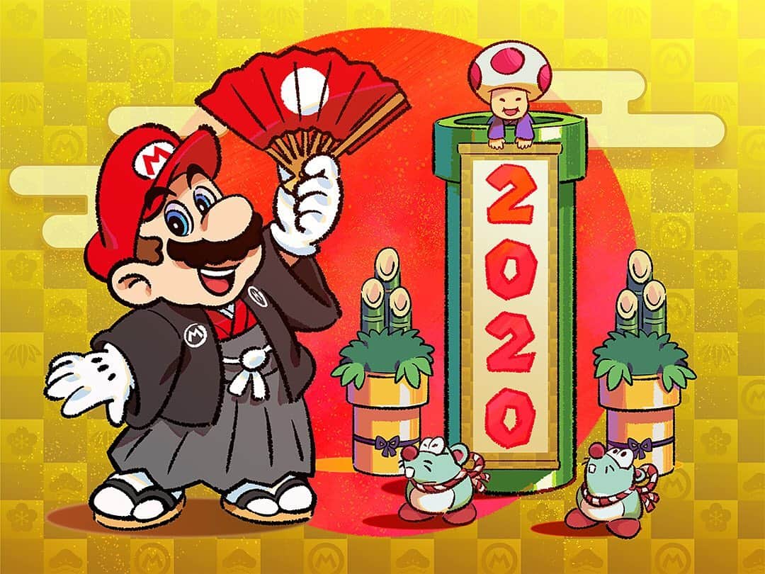 任天堂さんのインスタグラム写真 - (任天堂Instagram)「#2020年 #新年のご挨拶 #本年もよろしくお願いします #マリオ #Mario #Nintendo #任天堂」1月1日 14時25分 - nintendo_jp