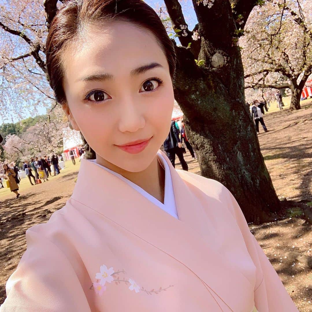 透水さらさのインスタグラム：「あけましておめでとうございます🎍 正月らしい写真はないかと一年振り返ってみたら、、、 今年は開催されない桜をみる会の写真😂🌸 今年も一年どうぞよろしくお願いします🙇‍♀️ 二枚目は旅行先のさっき撮った写真です🎍🎌 #正月#桜を見る会 #2019年#2020年 #着物 #この写真加工強め #おゆるしを #kimono」