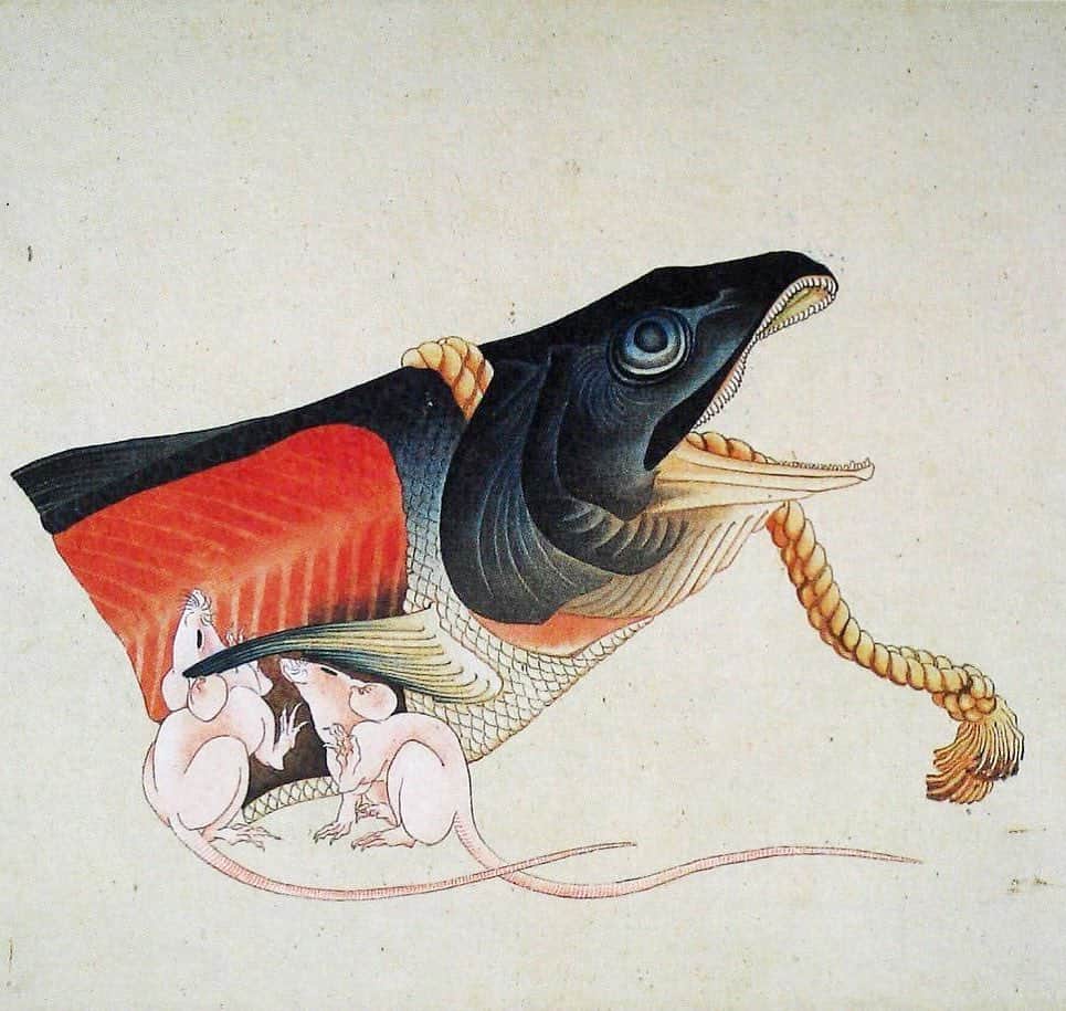 東京DANDYさんのインスタグラム写真 - (東京DANDYInstagram)「Happy New Year. 2020, the year of the rat, the first sign in the traditional zodiac cycle. Rats and Salmon head, painting by Hokusai (1833). #zodiac #yearoftherat #2020 #Hokusai #rat #北斎」1月1日 11時14分 - tokyodandy