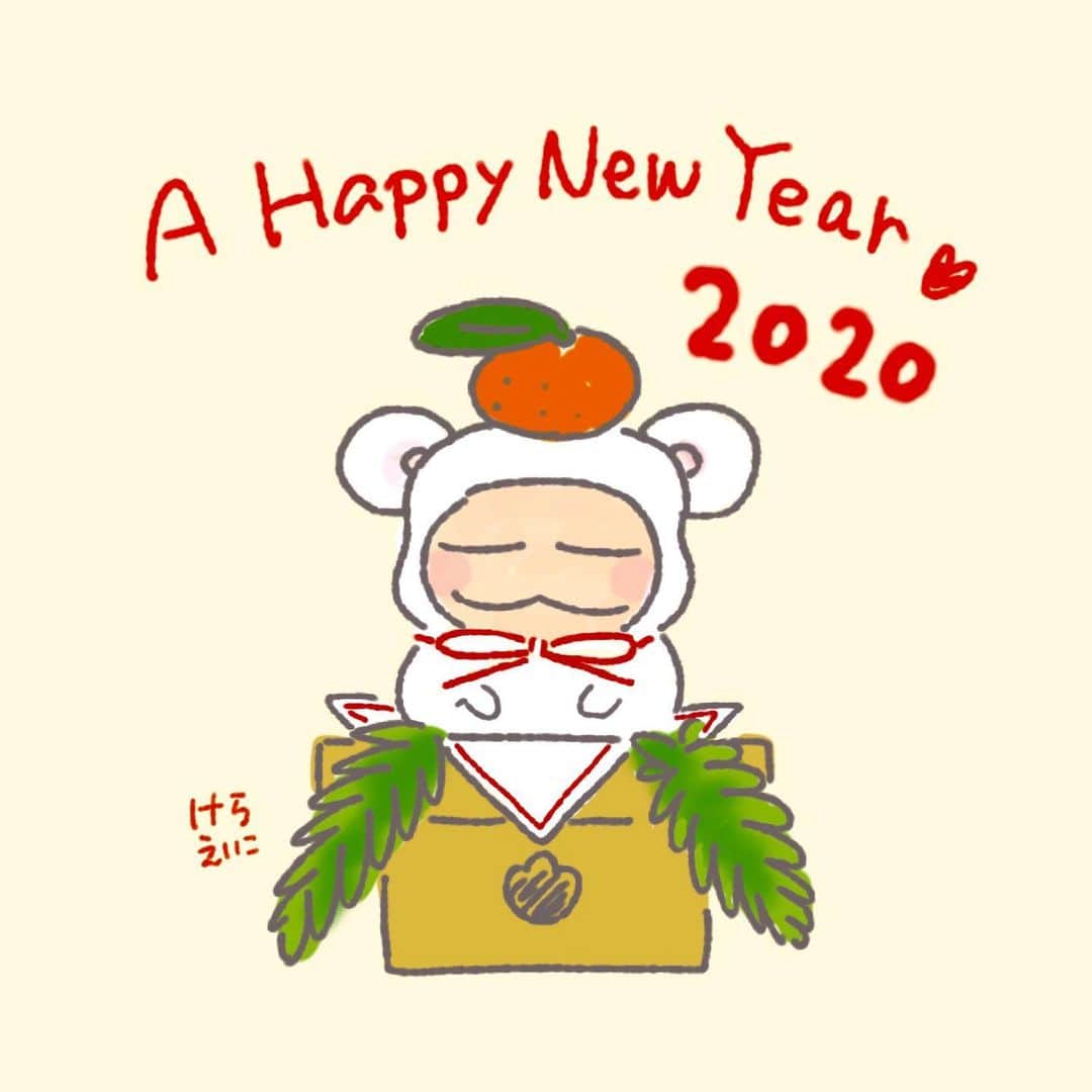 けらえいこのインスタグラム：「謹賀新年✨🎍🎌 昨年末はありえないと思っていた週刊連載が「アエラ」でスタート。  励ましてくださった方々ありがとうございました💕  みなさまにとっても、すばらしい年になりますように！✨🙏 ✨ ✨  #2020年 #元旦 #あたしンち #我們這一家 #아따맘마 #２枚目は出川さんの充電番組が好きすぎて描いたやつ♪」