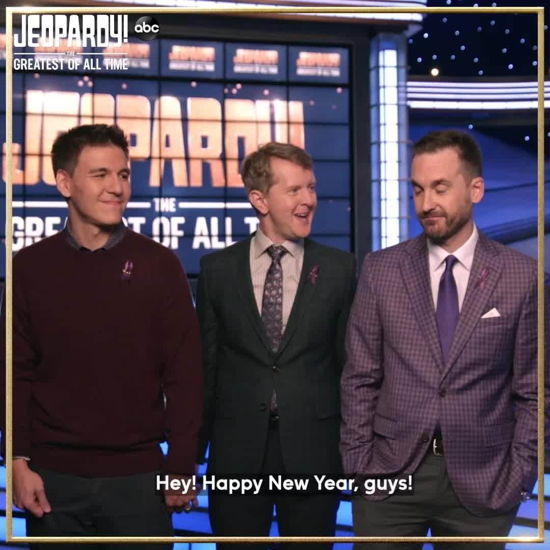 アメリカン・ブロードキャスティング・カンパニーのインスタグラム：「Ready to ring in 2020 and see which of these three will become the #JeopardyGOAT! Happy New Year!」