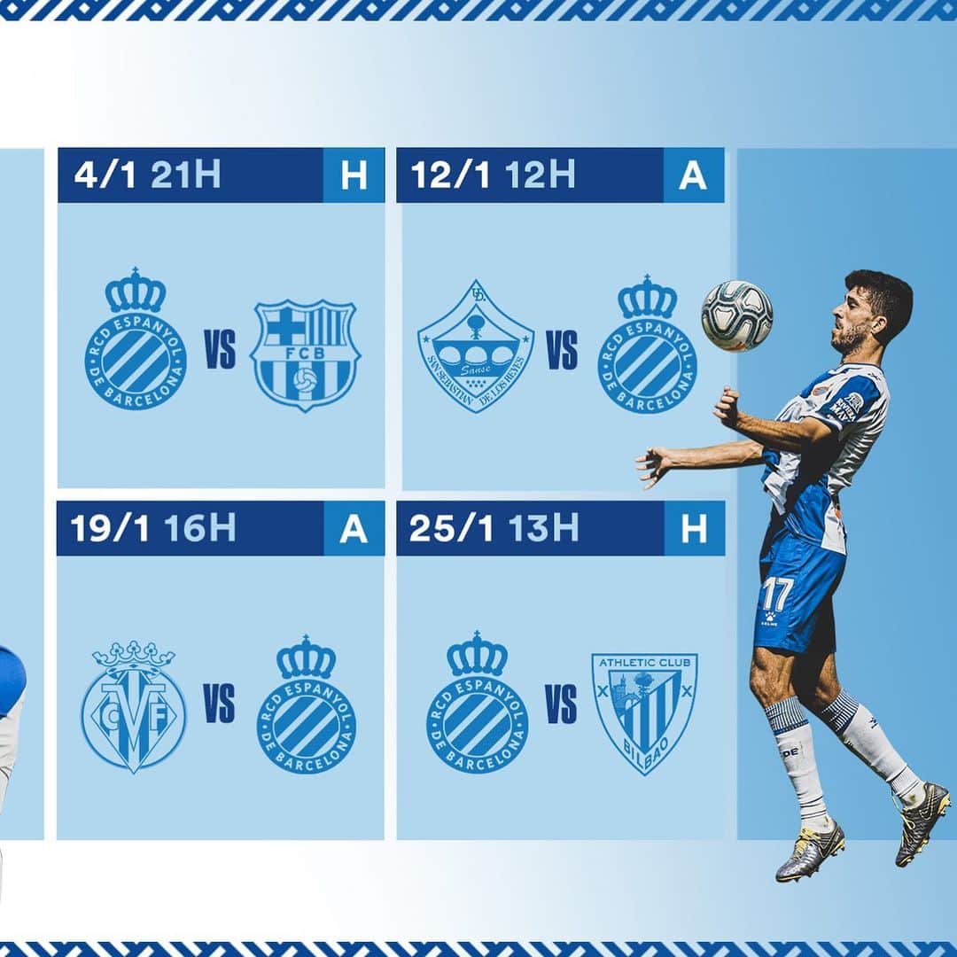 RCDエスパニョールさんのインスタグラム写真 - (RCDエスパニョールInstagram)「🗓⚽ Our January calendar! ⚪🔵 - #Volem | #EspanyoldeBarcelona | #RCDE | #January」1月2日 1時36分 - rcdespanyol