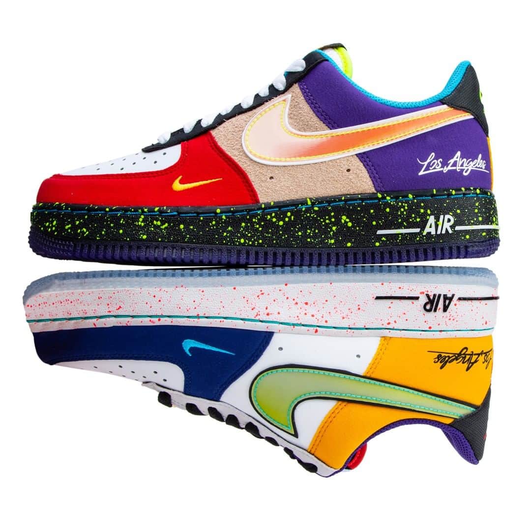 Flight Clubさんのインスタグラム写真 - (Flight ClubInstagram)「The Air Force 1 receives a "What The" reboot dedicated to Los Angeles. The asymmetrical elements honor the uniforms of the sports franchises that represent the City of Angels.」1月2日 2時00分 - flightclub
