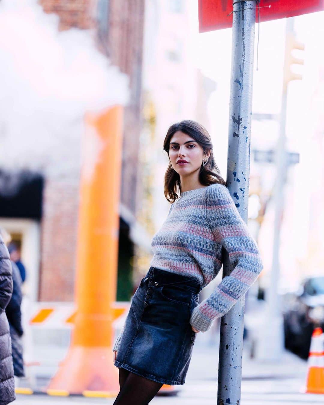 のインスタグラム：「Heading into 2020 full steam ahead. #HappyNewYear! 📷: @kat_in_nyc . . . . . . . #SweaterWeather #DenimSkirt #OOTD #OutfitIdeas #OutfitInspo #InstaStyle #WinterStyle #Style #Fashion #WinterFashion #Bloomingdales」