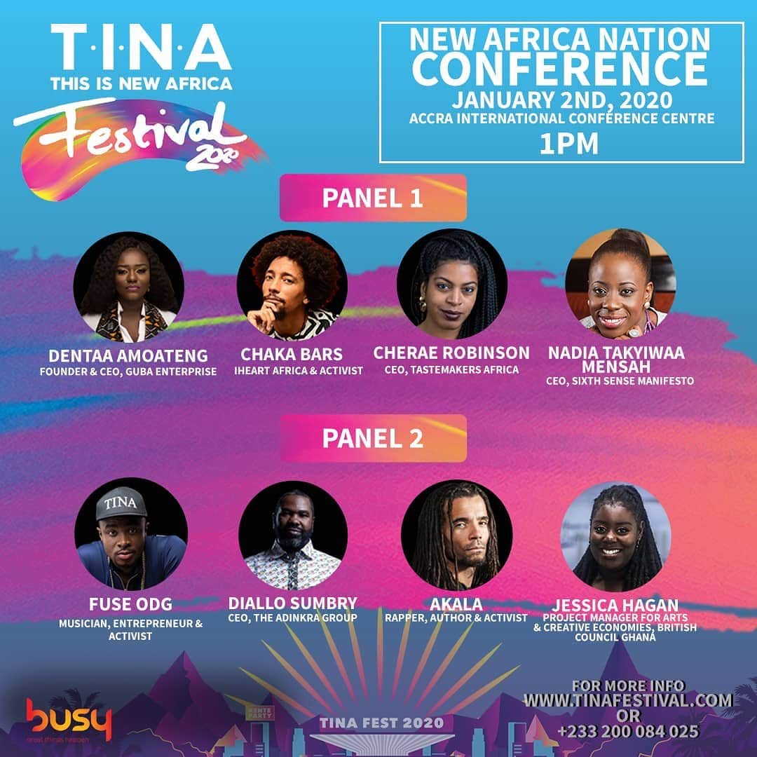 Fuse ODGのインスタグラム：「🇬🇭🇬🇭 Tomorrow is Day 2 of  TINA Festival- New Africa Nation conference. It’s a time for all like minded people to get together, connect, inspire and  teach about how we can move the continent forward beyond just turning up 🙌🏿🙌🏿 @tinafestivalgh See you all there 💪🏿🇬🇭 Link for tickets in the bio Call +233 20 008 4025 for enquires  #Newafricanation #Newafricanationconference #TINAFestival2020」