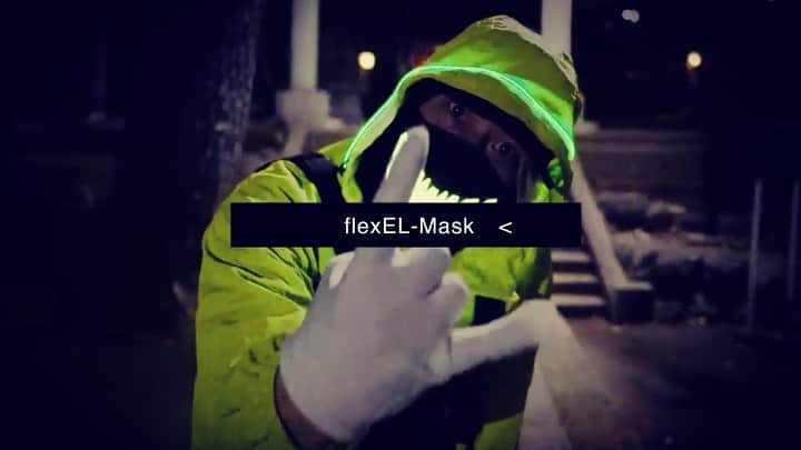 のインスタグラム：「flexEL-Mask  MASK GRAPHIC version 2 UEKIGO x CHA2  shoot & edit & graphic design by @matsuurahirofumi  @goueki @cha2trico  @holygrail_officiall  #cyberpunk #popping #bonebreaking #kingtut」