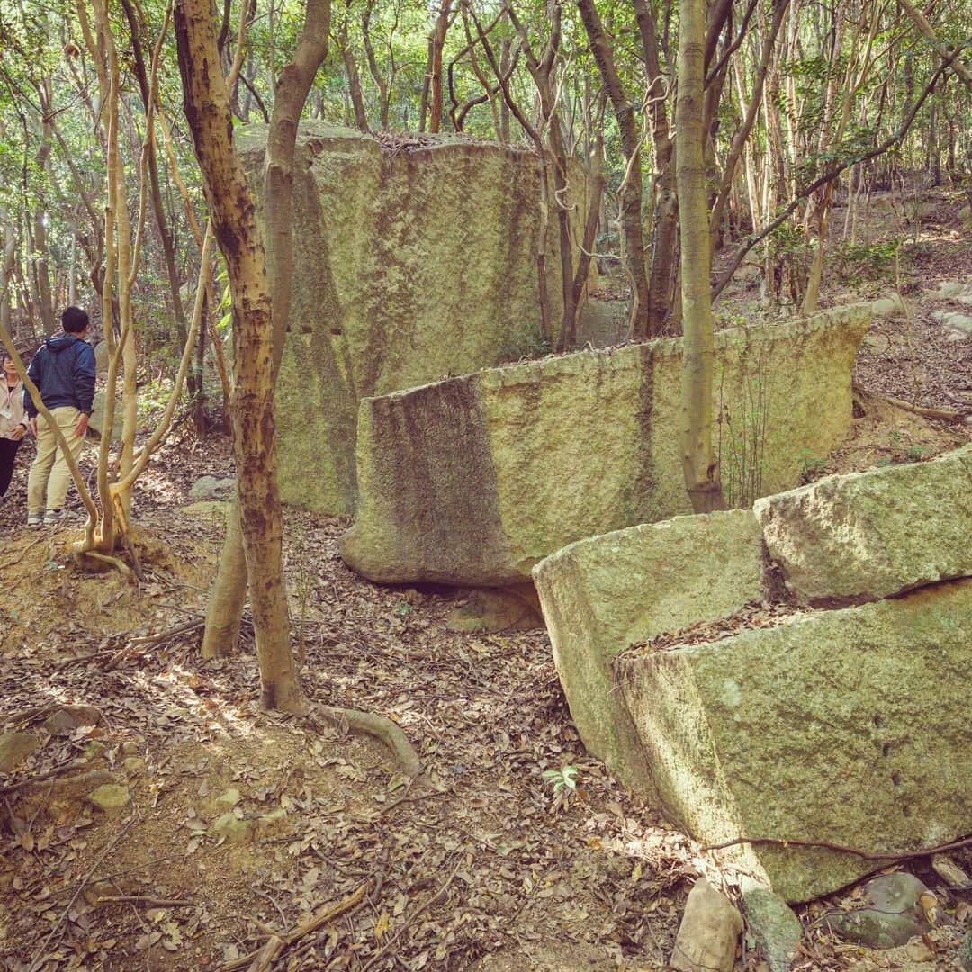 japantripのインスタグラム：「まるで豆腐のような形をした石があるので、豆腐岩丁場というのだそうです。  #日本遺産  #石の島  #小豆島町 #天狗岩丁場  #japanheritage #instaphoto  #instatravel #instapic #せとうち石の島 #小豆島」